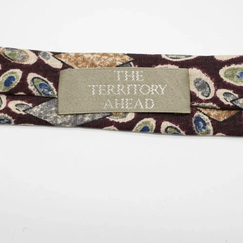 Robert Talbott Studio Caramel Valley Red Short Abstract Jacquard Print Silk Tie‎